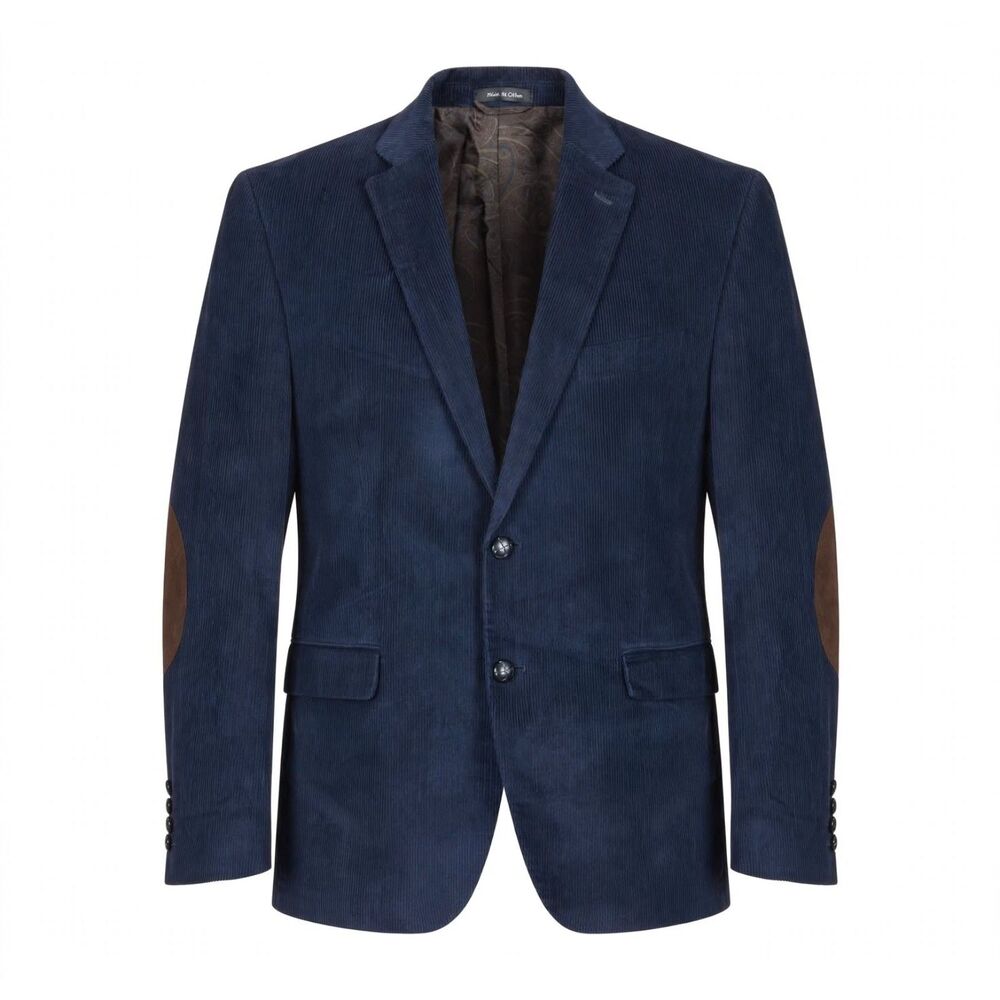 Ralph Lauren Corduroy Blazer 42S Navy Blue Elbow Patches 100% Cotton Macy's